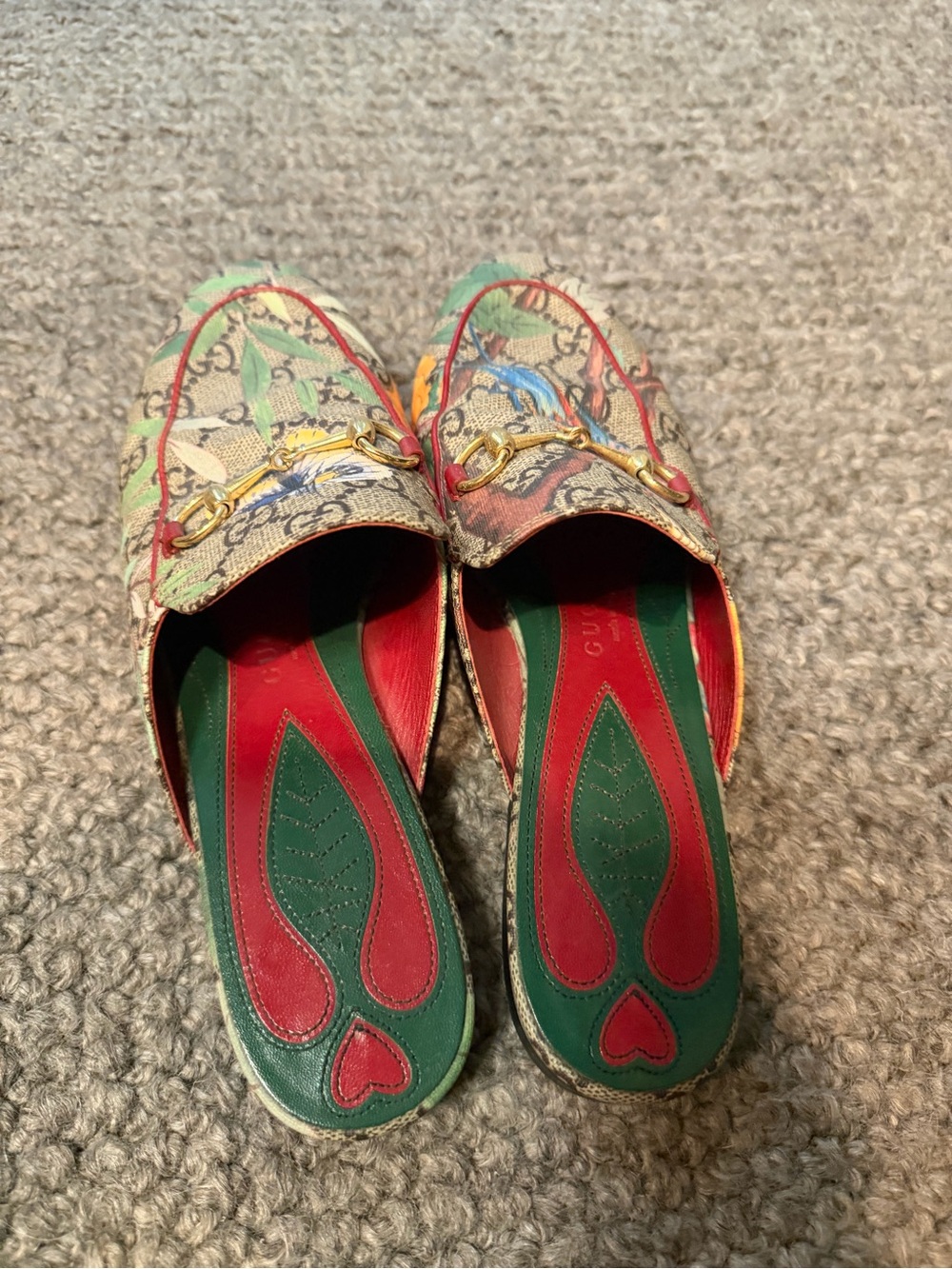 Gucci Floral GG Horsebit Mules - Beige, Red, Green, Blue - Picture 2 of 4